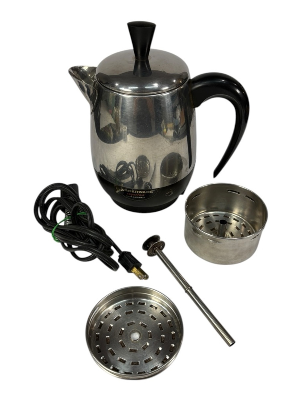 Vtg Farberware 134 PT Superfast Coffee Pot Percolator 2-4 Cup Complete Tested